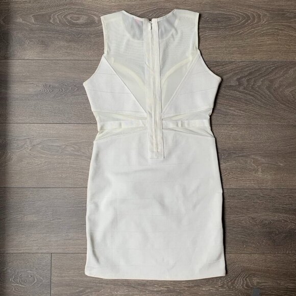 Bebe y2k Mini Dress Mesh Bandage Bodycon 2000s White Size Medium Vintage - Picture 14 of 16